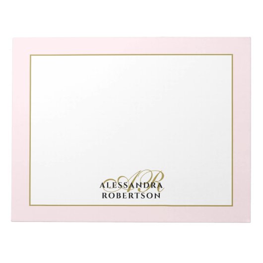 Bloc-note Monogramme Personnalisé Calligraphie Rose Pastel D (Devant)