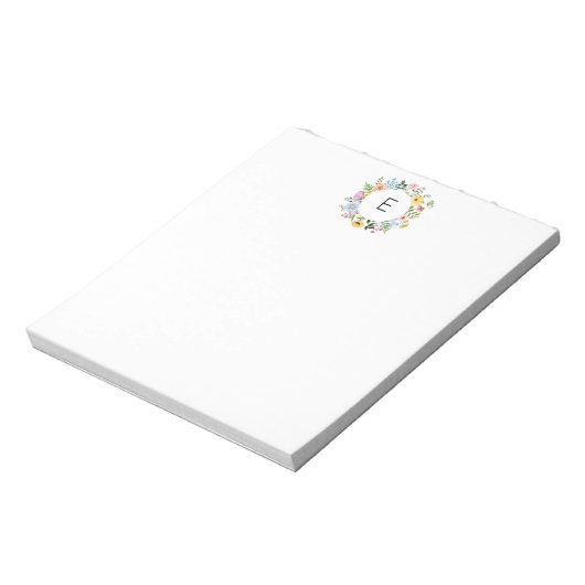 Bloc-note Monogramme personnalisé de couronne fleur sauvage (Tourné)