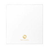 Bloc-note Monogramme personnalisé de luxe blanc et or (Devant)