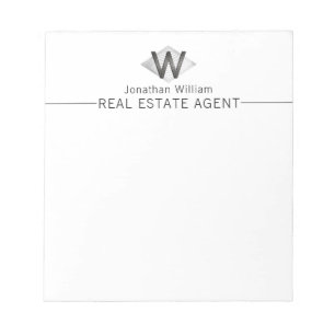 Bloc-note Monogramme Personnalisé Élégant Classe Argent Noir