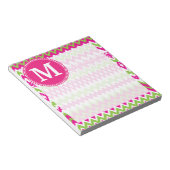 Bloc-note Monogramme personnalisé Hot rose Tribal Chevron (Incliné)