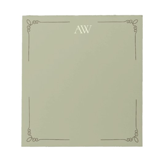 Bloc-note Monogramme personnalisé | Initiale élégante vert s (Devant)