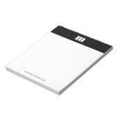 Bloc-note Monogramme personnalisé minimal moderne uni noir b (Tourné)
