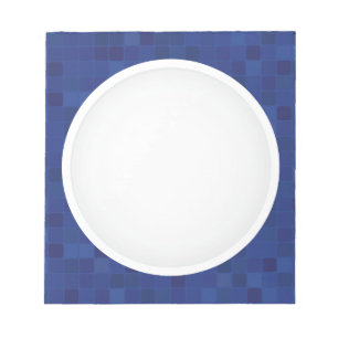 Bloc-note Monogramme personnalisé motif pixel mosaïque bleue