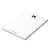 Bloc-note Monogramme personnalisé noir blanc minimal moderne (Tourné)