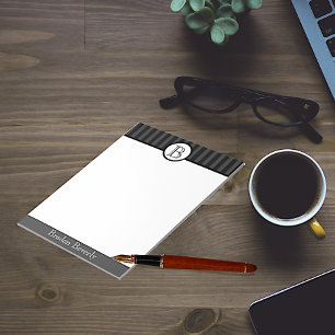 Bloc-note Monogramme Personnalisé Noir et Blanc