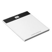 Bloc-note Monogramme personnalisé noir et blanc uni minimali (Incliné)