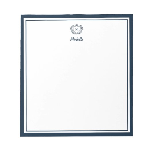 Bloc-note Monogramme personnalisé Nom Royal Crest Emblème Bl (Devant)