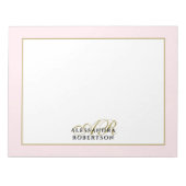 Bloc-note Monogramme personnalisé Pastel rose or calligraphi (Devant)