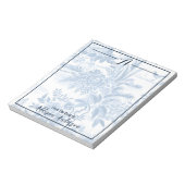 Bloc-note Monogramme personnalisé tendance Toile Florale ble (Tourné)