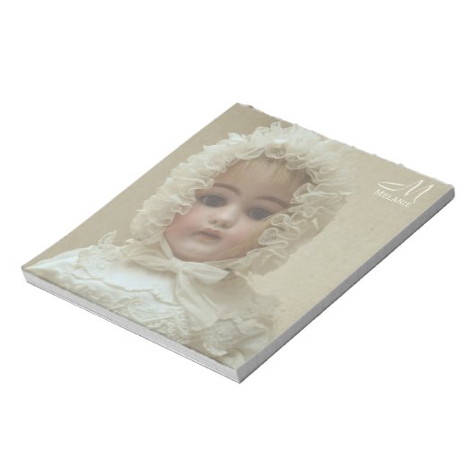 Bloc-note Monogramme personnalisées Poupée victorienne ancie (Tourné)