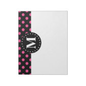 Bloc-note Monogramme Pois noir rose chaud (Tourné)