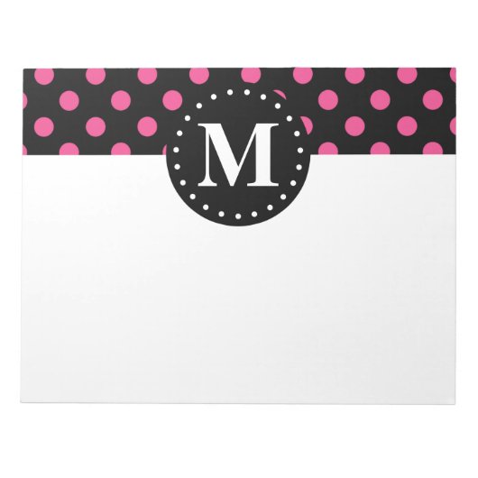 Bloc-note Monogramme Pois noir rose chaud (Devant)
