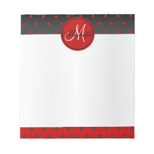 Bloc-note Monogramme Pois rouge et noir