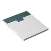 Bloc-note Monogramme préppy vert et bleu plaid (Incliné)