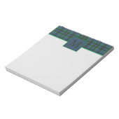 Bloc-note Monogramme préppy vert et bleu plaid (Tourné)