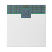 Bloc-note Monogramme préppy vert et bleu plaid (Devant)