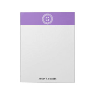 Bloc-note Monogramme principal grec blanc d'initiale de