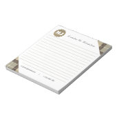 Bloc-note Monogramme professionnel élégant Script Tartan (Tourné)