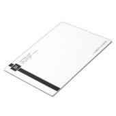 Bloc-note Monogramme professionnel en bande noire et blanche (Incliné)