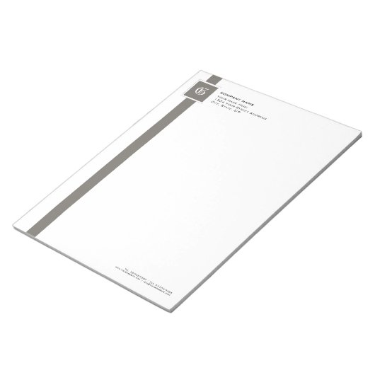 Bloc-note Monogramme professionnel Gris et Blancs 11" x 8 (Incliné)