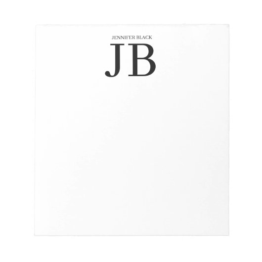Bloc-note Monogramme Professionnel Noir Blanc (Devant)