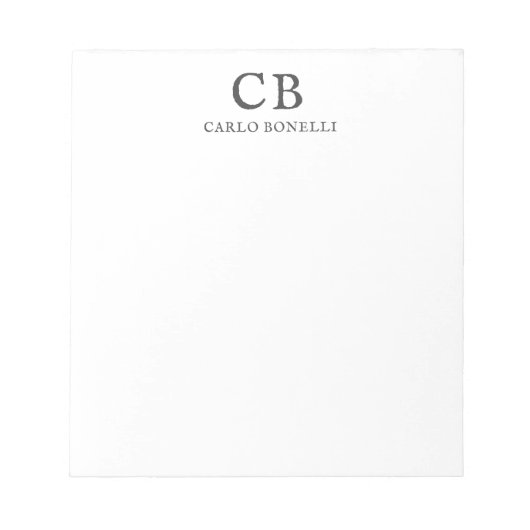 Bloc-note Monogramme professionnel simple minimaliste (Devant)