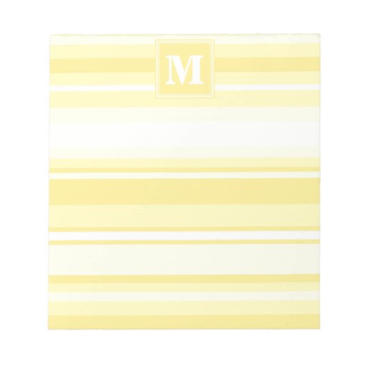 Bloc-note Monogramme rayures jaunes citron (Devant)