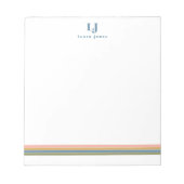 Bloc-note Monogramme Rayures Rétro Minimaliste (Devant)
