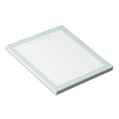 Bloc-note Monogramme Rayures Turquoise Minimaliste (Incliné)