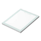 Bloc-note Monogramme Rayures Turquoise Minimaliste (Tourné)