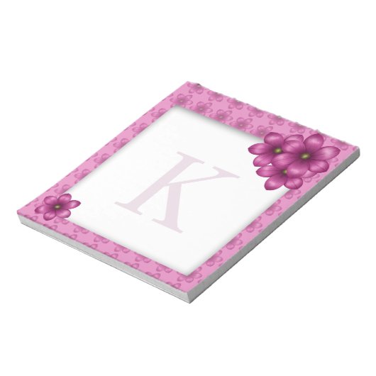 Bloc-note Monogramme rose (Tourné)