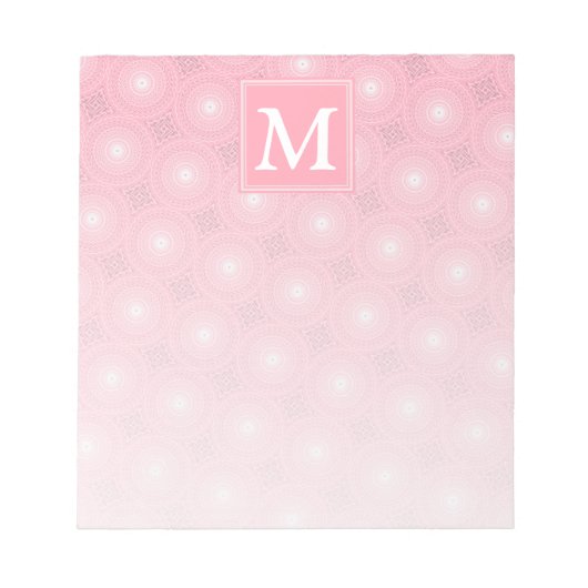 Bloc-note Monogramme rose cercles motif (Devant)