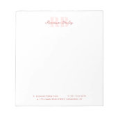 Bloc-note Monogramme rose et blanc minimal (Devant)