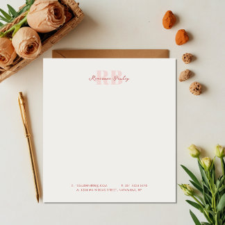 Bloc-note Monogramme rose et blanc minimal