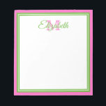 Bloc-note Monogramme rose et vert Preppy<br><div class="desc">Personnalisez ce bloc-notes rose et vert préppy avec votre choix de nom et d'initiale.</div>