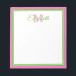 Bloc-note Monogramme rose et vert Preppy<br><div class="desc">Personnalisez ce bloc-notes rose et vert préppy avec votre choix de nom et d'initiale.</div>
