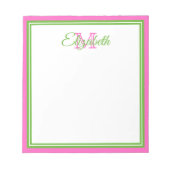 Bloc-note Monogramme rose et vert Preppy (Devant)