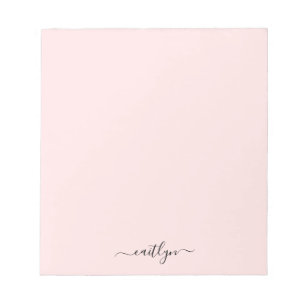 Bloc-note Monogramme rose féminin écriture moderne personnal