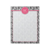Bloc-note Monogramme rose Fille Zebra Impression (Tourné)