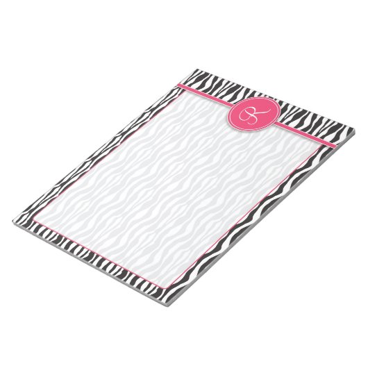 Bloc-note Monogramme rose Fille Zebra Impression (Incliné)