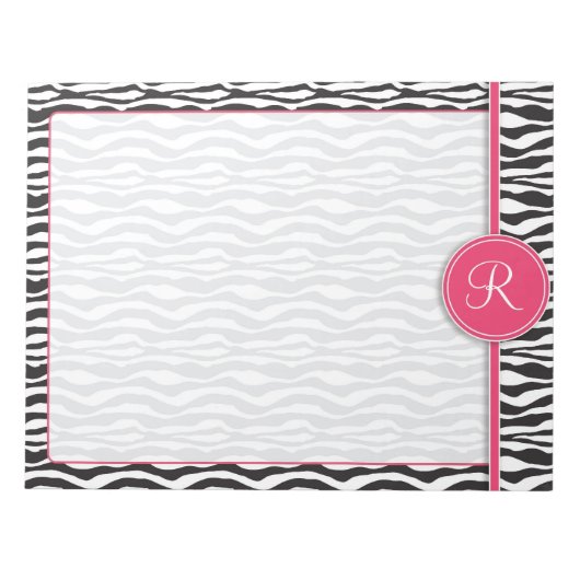 Bloc-note Monogramme rose Fille Zebra Impression (Devant)
