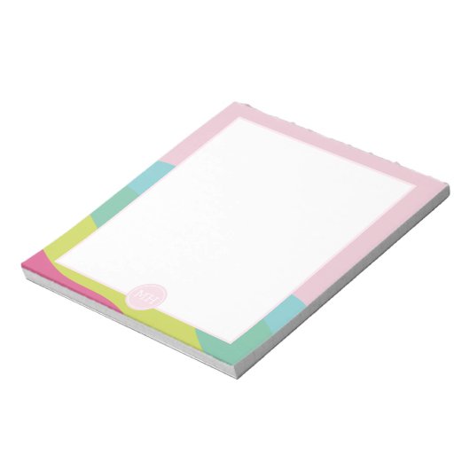 Bloc-note Monogramme rose moderne ondes abstraites girly Blo (Tourné)