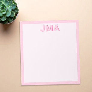 Bloc-note Monogramme rose moderne simple