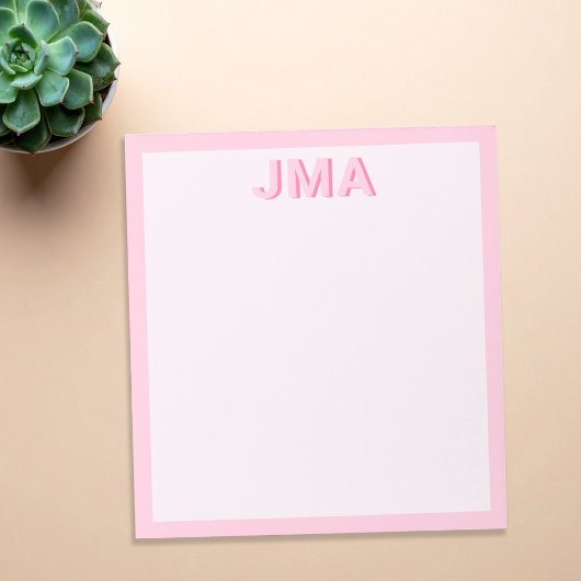 Bloc-note Monogramme rose moderne simple