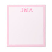 Bloc-note Monogramme rose moderne simple (Devant)