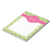Bloc-note Monogramme rose Motif blanc vert (Tourné)