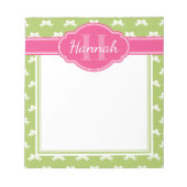 Bloc-note Monogramme rose Motif blanc vert (Devant)