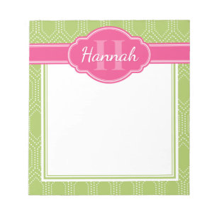 Bloc-note Monogramme rose Motif de point de diamant blanc ve