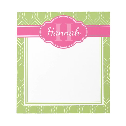 Bloc-note Monogramme rose Motif de point de diamant blanc ve (Devant)